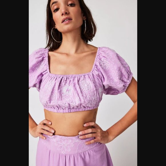 NWT Free People Lotus Crop Top Maxi Skirt 2 Piece Set Purple Orchid White $168.0 - Picture 3 of 13